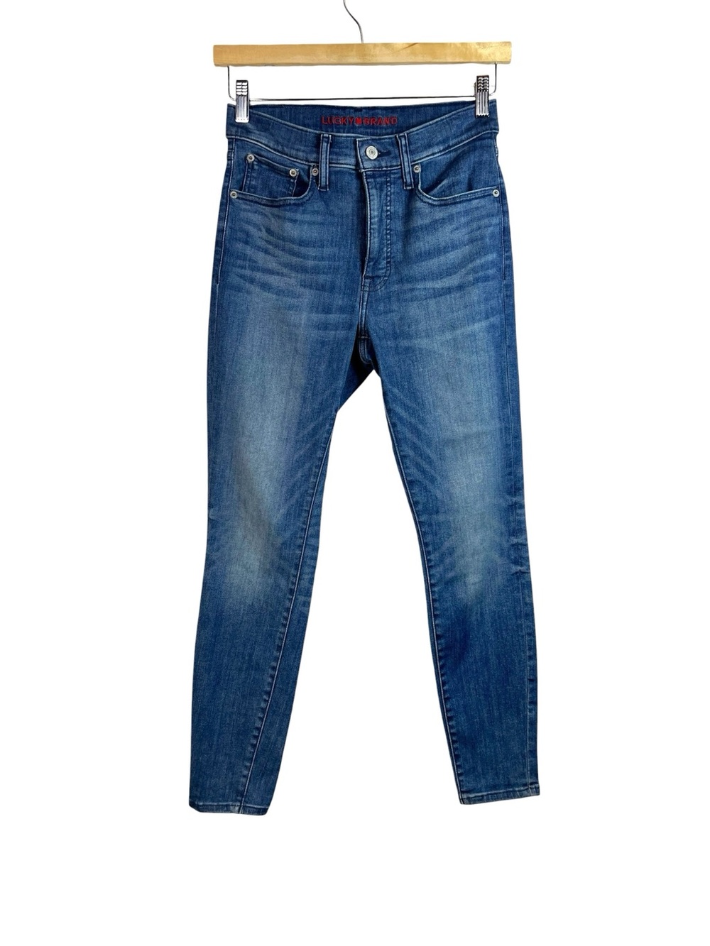 Lucky Brand Bridgette High Rise Skinny Jeans Medium Wash Denim Size 6/28 Pockets